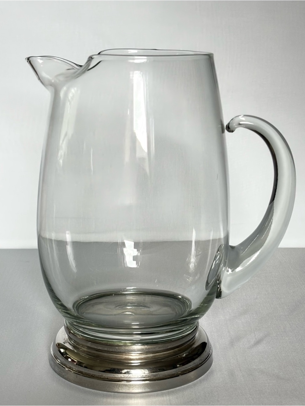 Clear Glass Pitcher with Silver Base - Classic Home Dining